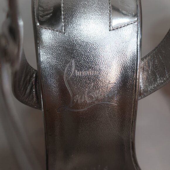 Authentic Christian Louboutin Atmospheria 85-Crystal Silver Strap Heel 39 US/8.5 - Picture 14 of 16